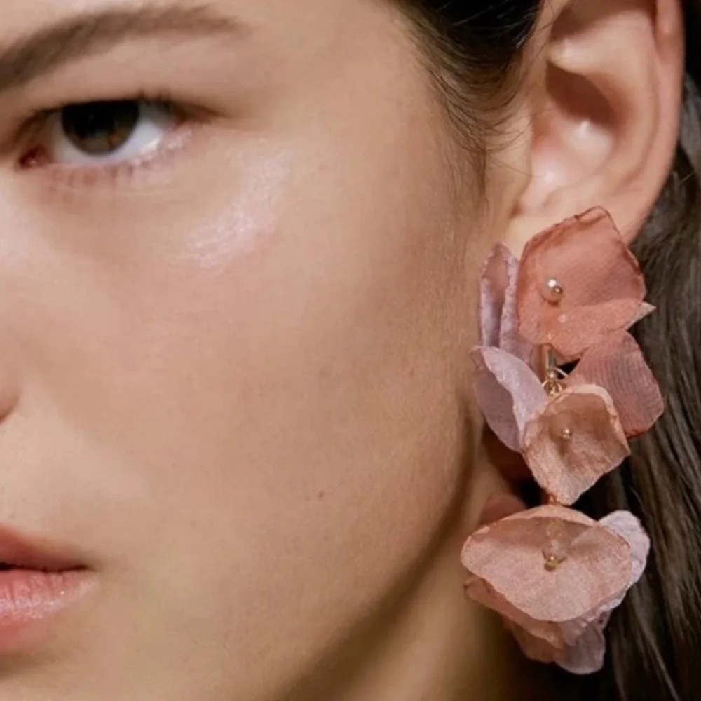 Zara Chiffon Flower Hoop Earrings - Picture 5 of 13